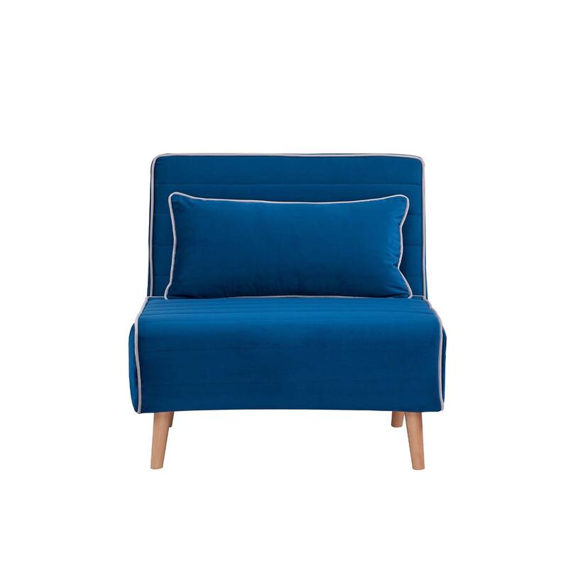 2-Piece Velvet Foldable Sleeper Sofa Chair, Sofa Bed with 3-Position Adjustable Backrest, Quick 10-Second Conversion