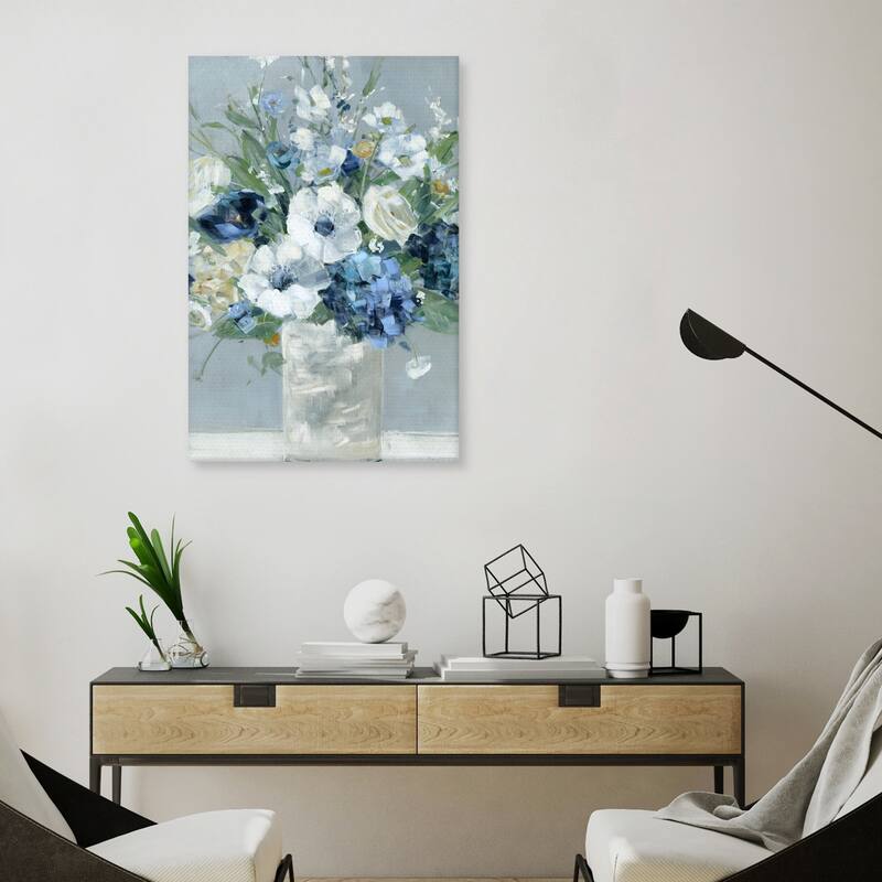 Be Happy Blue Crop by Sally Swatland Canvas Art Print