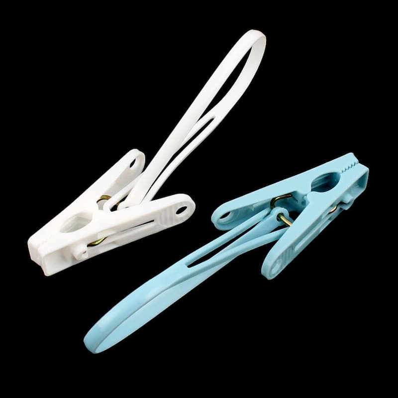 Home Laundry Plastic Rope Hanging Clothesline Clothes Clip Pins 15pcs - Blue,White,Beige - 2.2" x 1.2" x 0.5"(L*W*T)