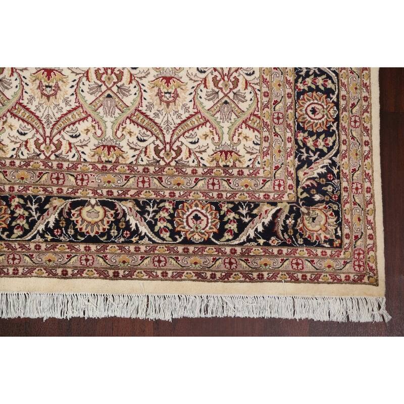 Vegetable Dye Floral Oriental Kashan Wool/ Silk Area Rug Hand-knotted - 8'1" x 10'8"