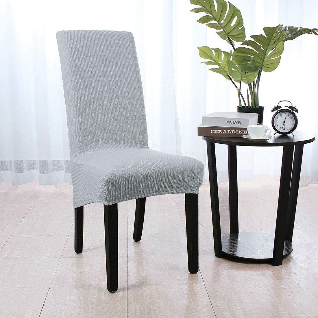 Shop Stretch Knit Jacquard Chair Cover High Back Dining Chair Slipcover Overstock 26438686