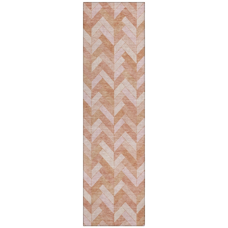 Machine Washable Indoor/ Outdoor Modern Chevron Chantille Rug