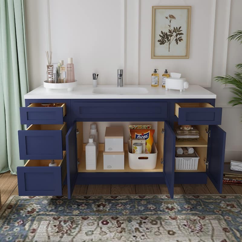 Vanity Art 63" Oak Freestanding Bathroom Vanity Cabinet without Top