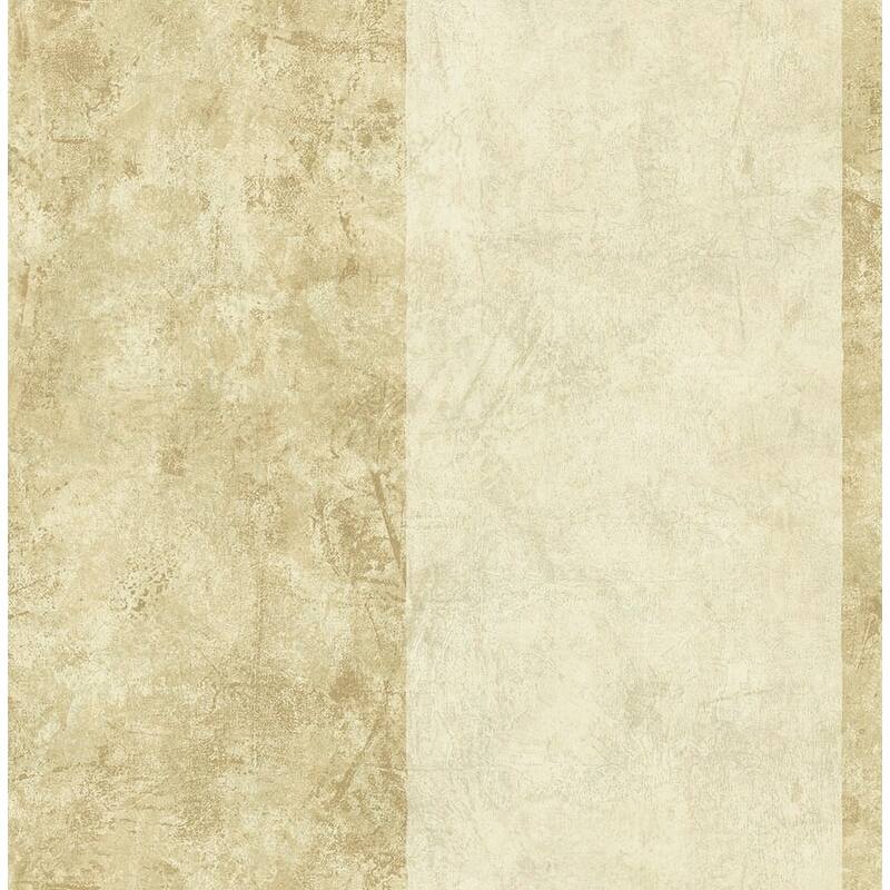 Seabrook Designs Dimaro Faux Stripe Unpasted Wallpaper - 20.5 in W x 33 ft. L - Metallic Beige & Khaki