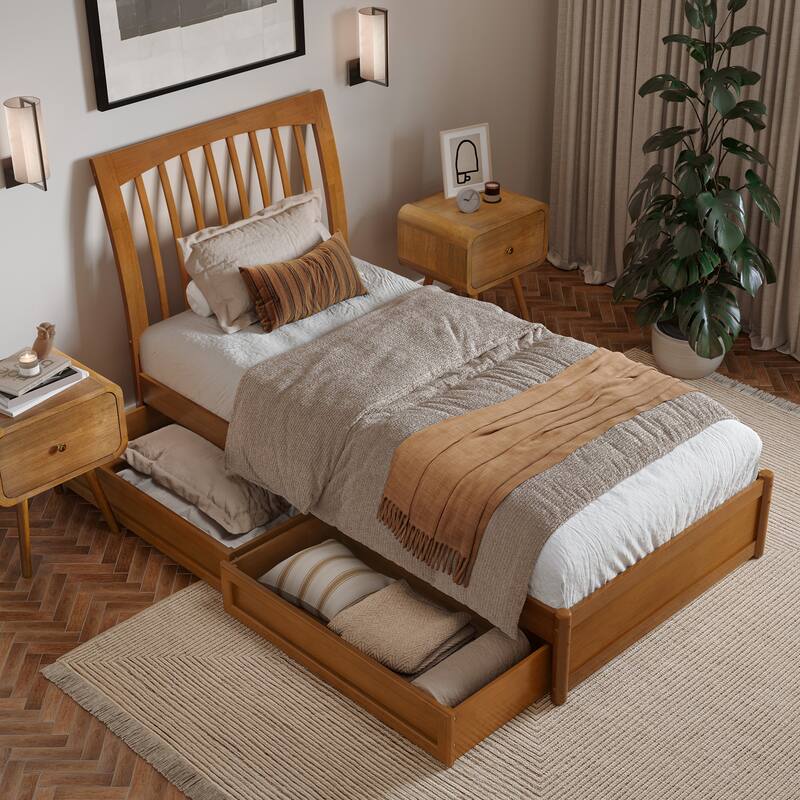 Roslyn Platform Bed with Panel Footboard and Storage Drawers