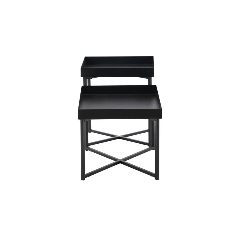 Rye Studio Loranze Industrial Set of 2 Metal Coffee Tables 23x16 & 15x15