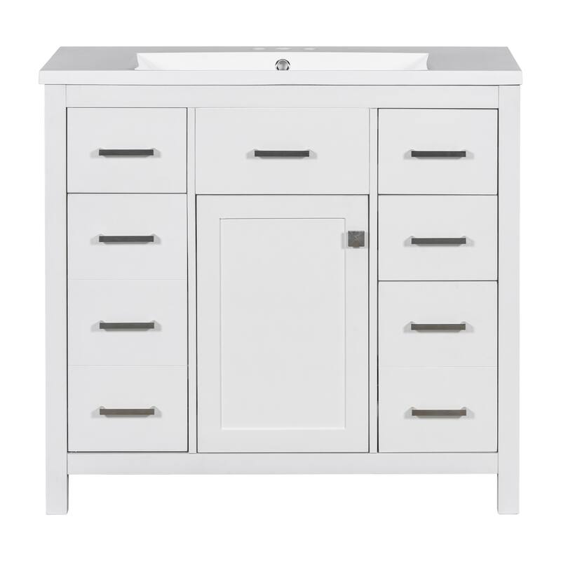 36" Modern Bathroom Vanity Cabinet with Multifunctional storage space - 5 Drawers and 1 Door