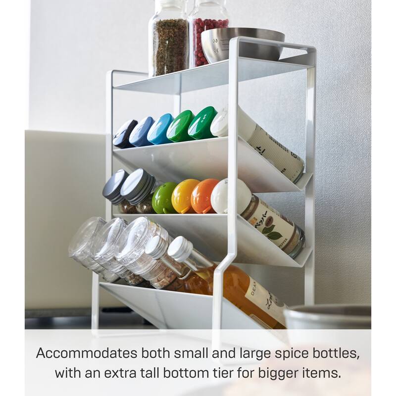 Yamazaki Home Four-Tier Slim Spice Rack, Steel - L 3.74 x W 9.45 x H 10.51 inches