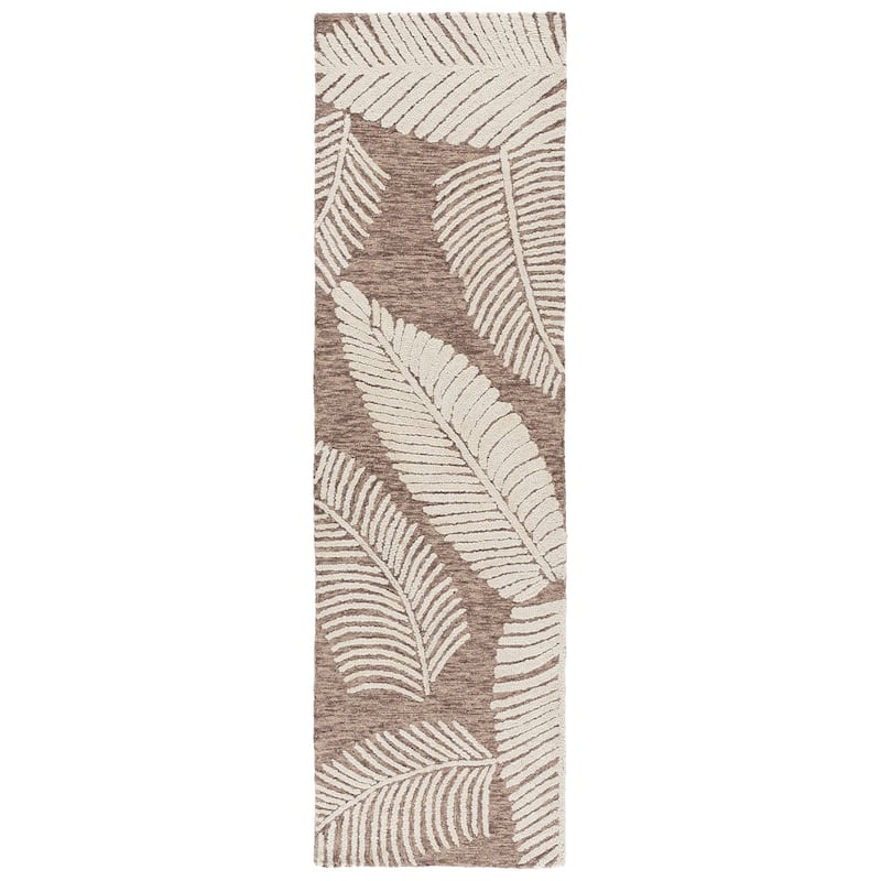 SAFAVIEH Hand-Tufted Jardin Seral Patterned Wool Rug - Brown/Ivory - 2'3" x 8' Runner