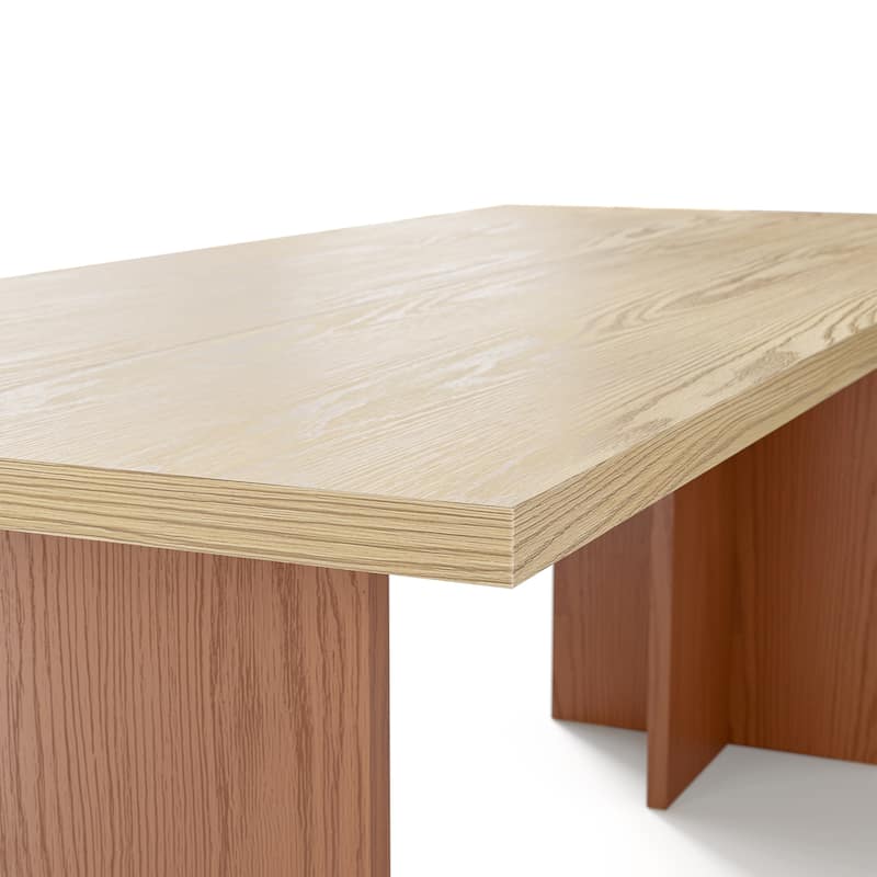 Solid Wood Dining Table 84 Inch, Modern Farmhouse Kitchen Table for 6-8 People, Natural Wood Rectangular Table - 84"