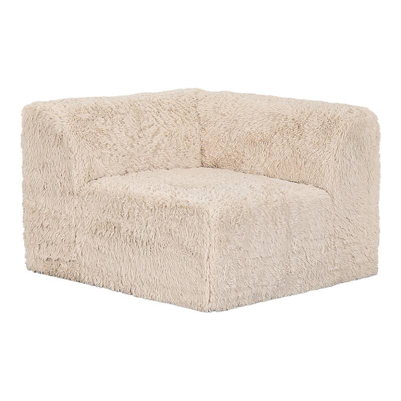 Furniture of America Ylena Modern Faux Fur Foam Modular Compressed Sofa Chair