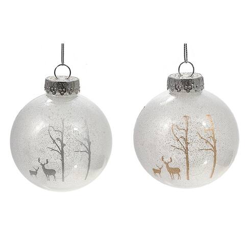Reindeer Glitter Ornaments (Asstd) (12/Disp) - Set of 12