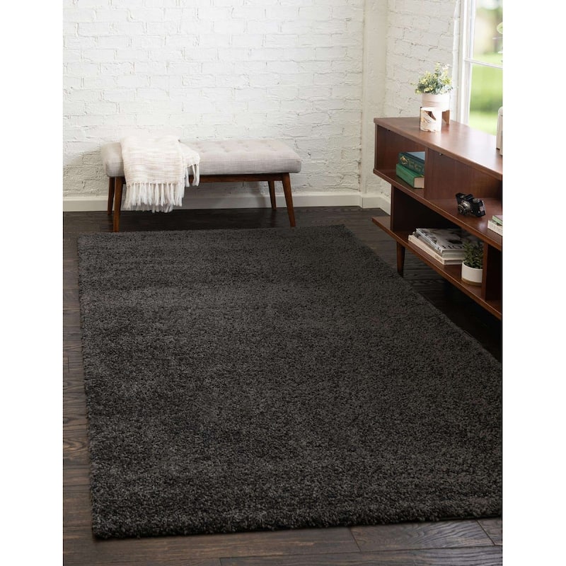 Solid/Striped Zoit Collection Area Rug - 8'x10' - Charcoal