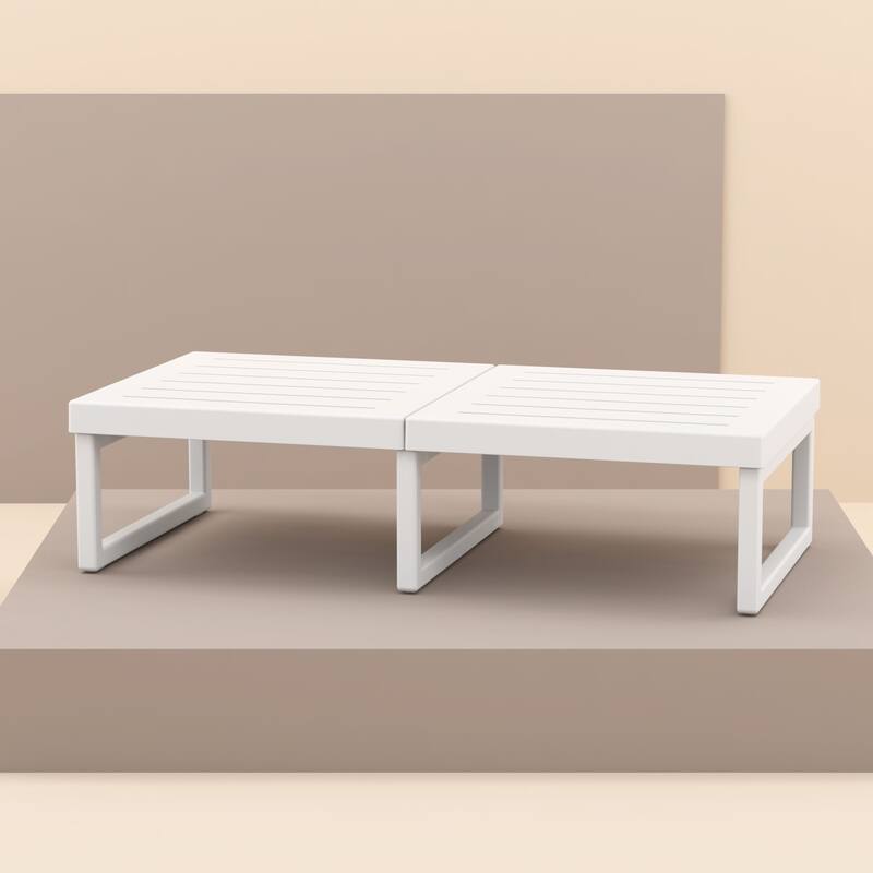 51" White Patio Rectangular Lounge Coffee Table