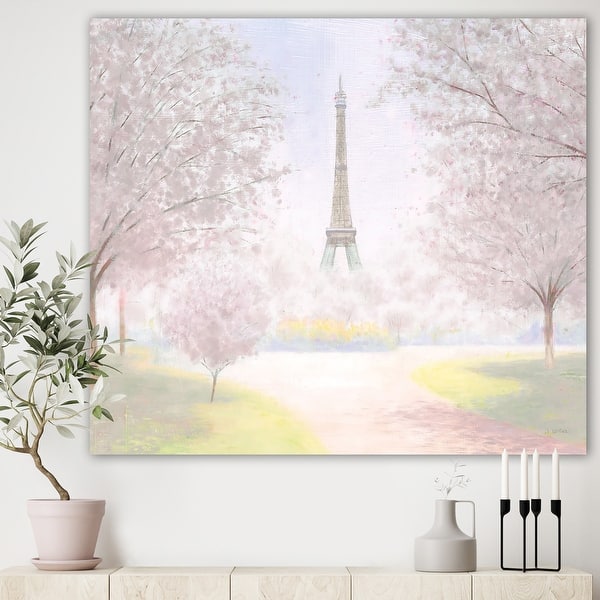 slide 2 of 6, Designart "Pretty Paris" Landscape Canvas Art - Pink
