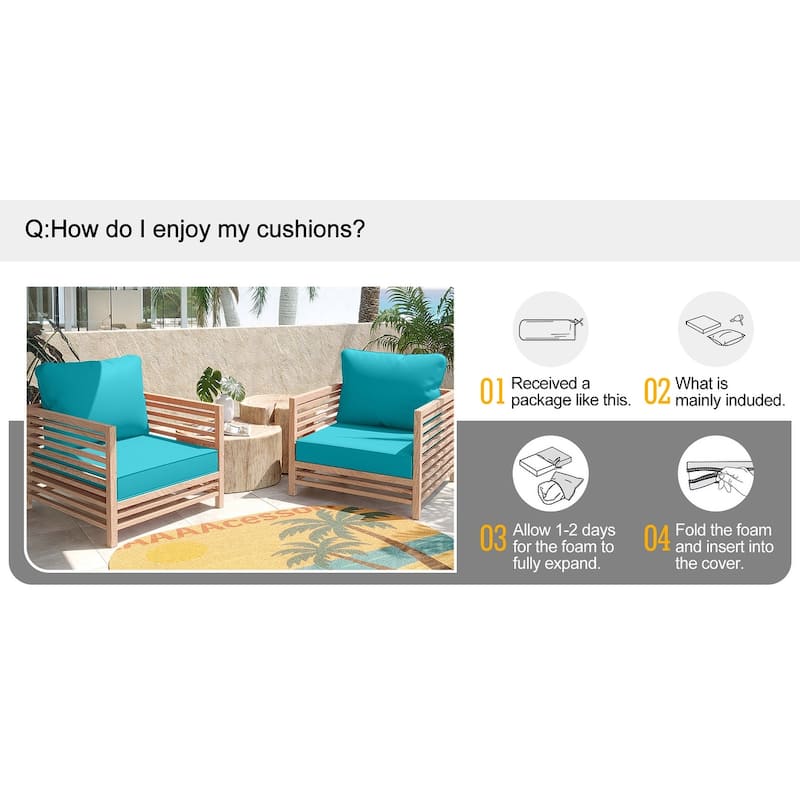 24"x24"x5"Waterproof Outdoor Deep Seat Cushion Set for Patio Furniture