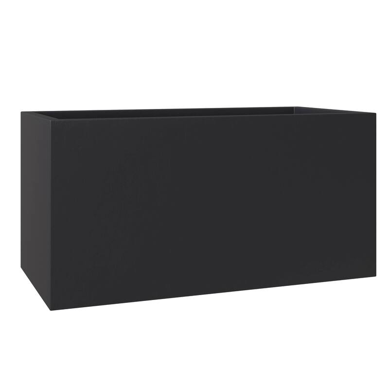 Bloom Rectangular Planter in Fiberstone and MgO Clay for Indoor Outdoor - 16 Inches - Black
