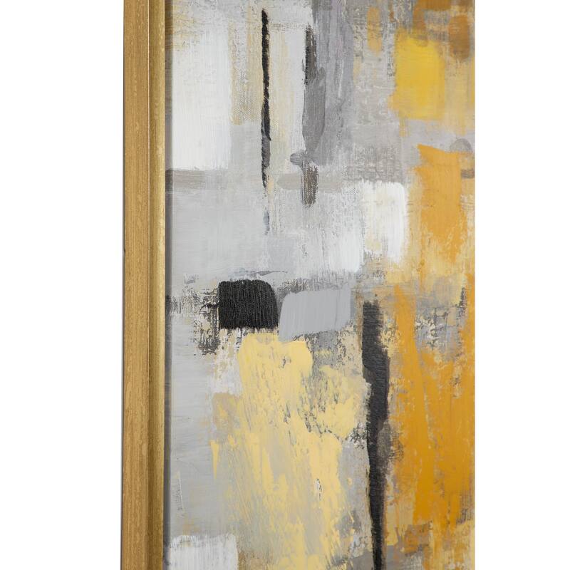 Canvas Abstract Framed Wall Art with Gold Frame - Gold - Roche River Decor