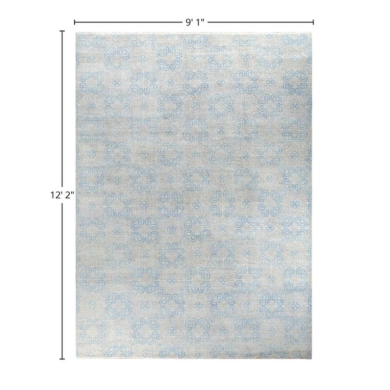 Modern One-of-a-Kind Handmade Area Rug - Beige, 9' 1" x 12' 2" - 9' 1" x 12' 2"