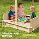 preview thumbnail 33 of 32, Outsunny Kids Sandbox with Cover, Outdoor Wooden Sandbox with Canopy - 41.75" x 41.75" x 47.75"