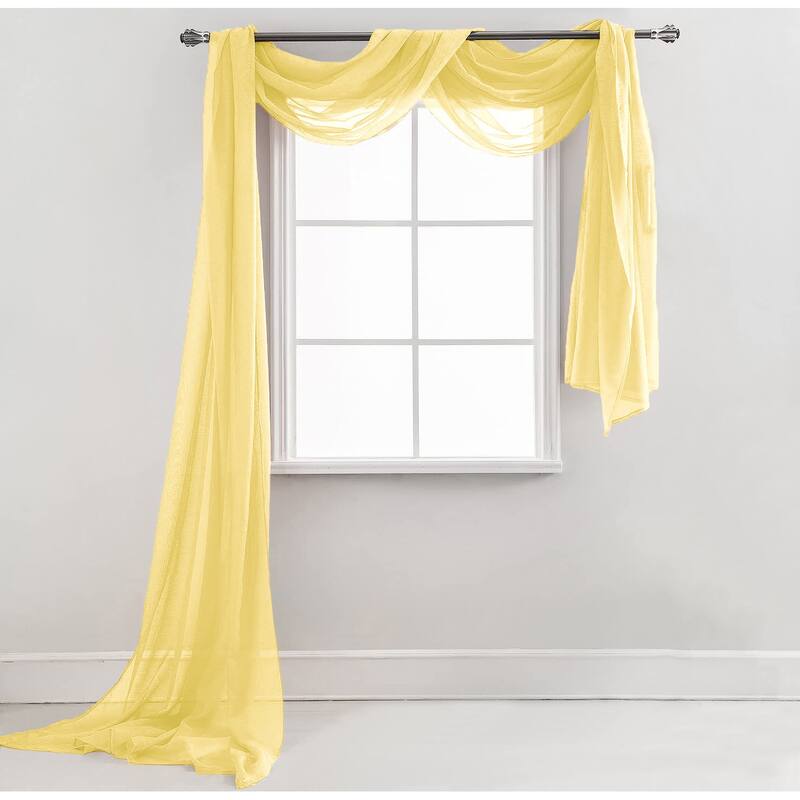 37" x 216" - Sheer Window Scarf Valance Topper Draping Extra Long - 37" x 216" - Gold
