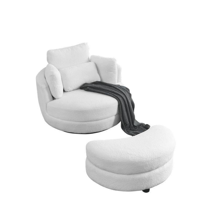 Modern style round double sofa chair leisure armchair, teddy velvet fabric