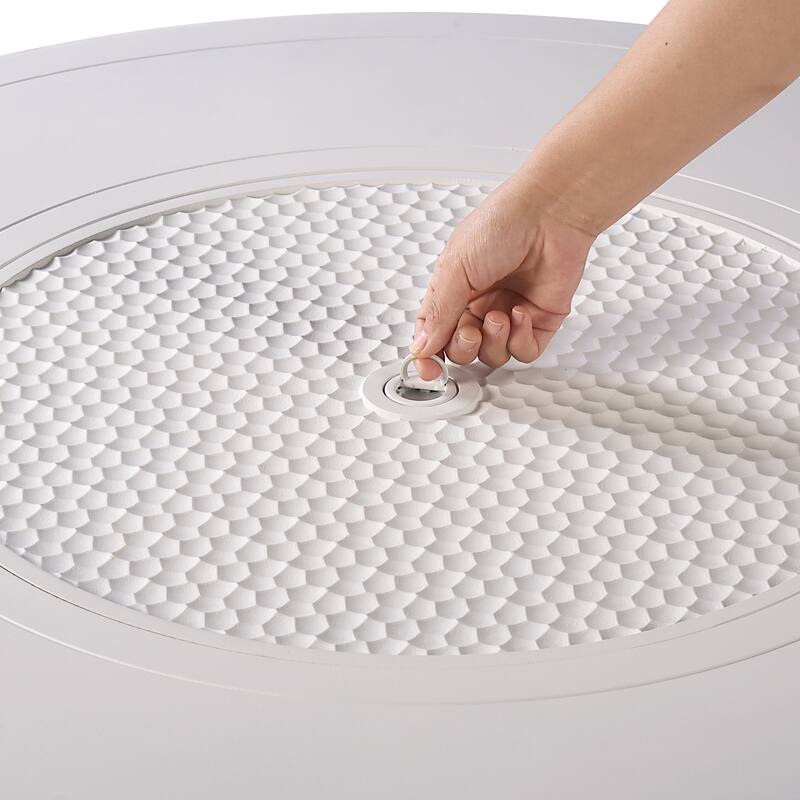 Round 44 in. x 44 in. Aluminum Propane Fire Pit Table with Glass Beads, Two Covers, Lid, 55,000 BTUs - N/A