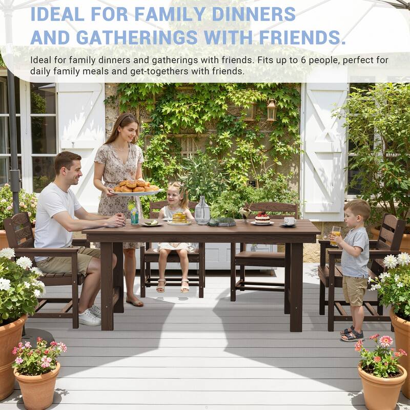 5-Piece HDPE Outdoor Dining Table Sets with Umbrella Hole - 1-Table 4-Chairs