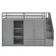 preview thumbnail 12 of 14, Modern Functional Twin Size Loft Bed With 3 Shelves,2 Wardrobes And 2 Drawers, Ladder With Storage