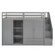 preview thumbnail 14 of 34, Stylish & Simple Functional Loft Bed with 3 Shelves, 2 Wardrobes and 2 Drawers, Ladder with Storage, No Box Spring Needed, Gray