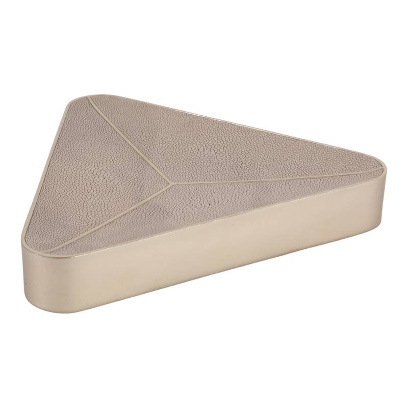 Resin Decorative Bowl Textured Triangular Geometric Accent - 13" Beige - 13.5" x 2" x 12"