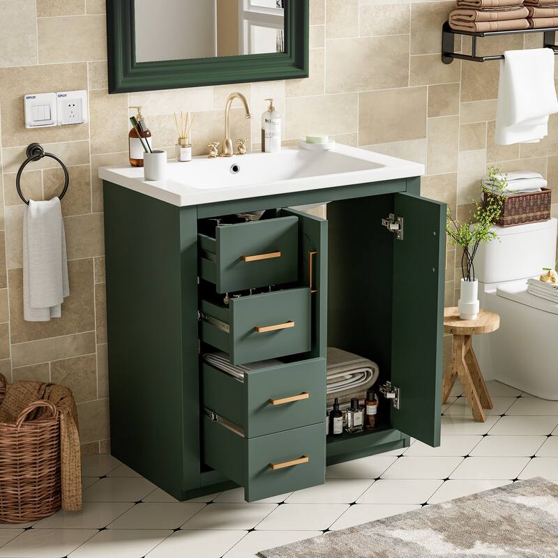 Bathroom Vanity with Sink, Vanity Set with Undermount Sink, Bathroom Storage Cabinet with 3 Drawers and Soft-Closing Doors