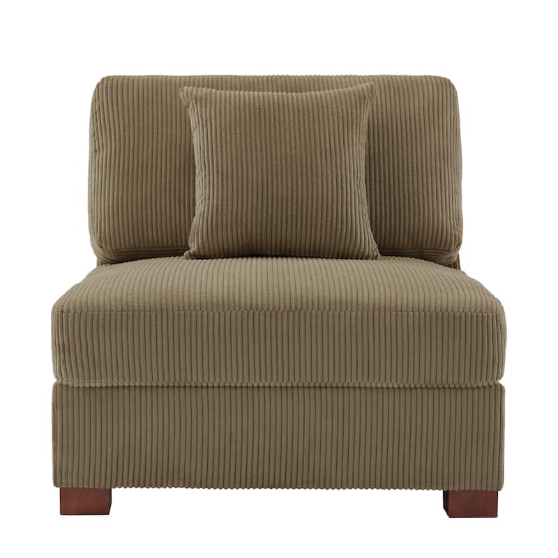 Corduroy Couch Modular Sectional Sofa with Pillows - Armless - Camel