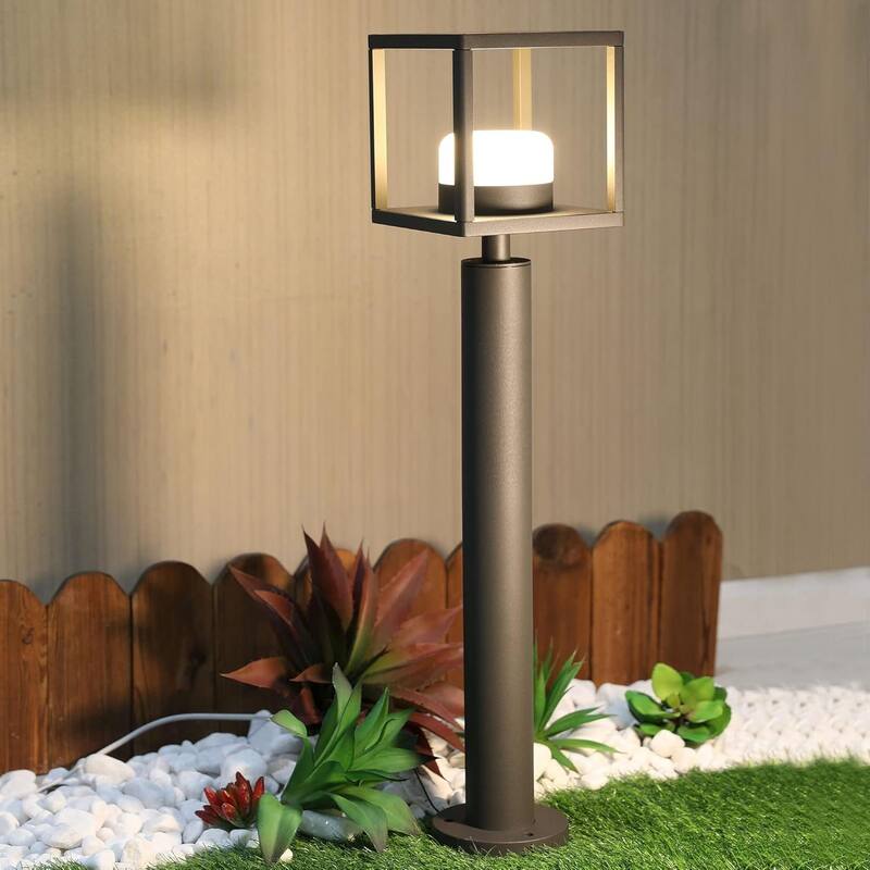 Outdoor Pathway Light LED Bollard Waterproof Garden Landscape Lighting Floor Lamp for Walkway - Grey