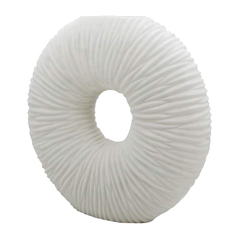Sagebrook Home's Unique 21" Nataly Large Quartz Resin Vase - Elegant White Finish, Perfect for Modern Homes