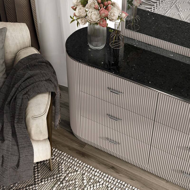 Furniture of America Leander Modern 2-piece Light Gray Solid Wood Dresser and Mirror Set