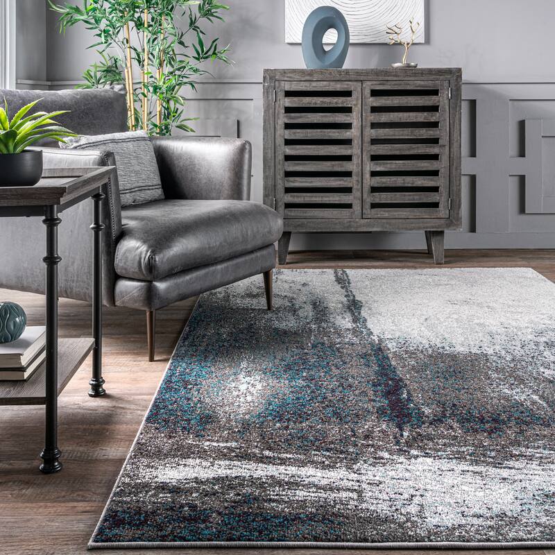Nuloom Contemporary Abstract Painting Grey Rug