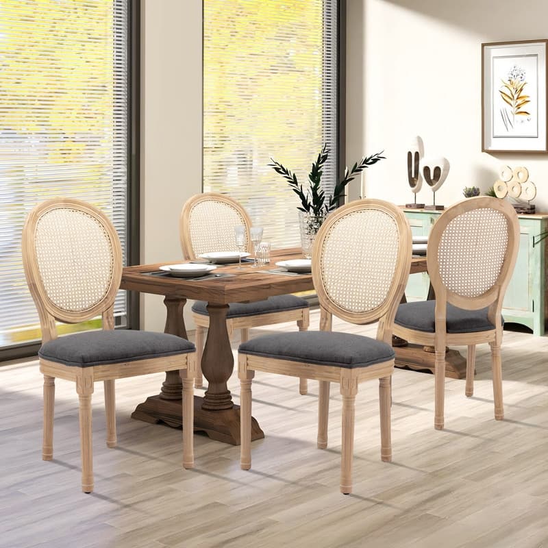 French Chair Dining Chair Solid Wood with Nailhead Trim Set of 2