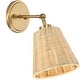 preview thumbnail 7 of 7, 1-Light Boho Natural Rattan Hardwired Wall Sconce with Adjustable Swivel Swing Arm