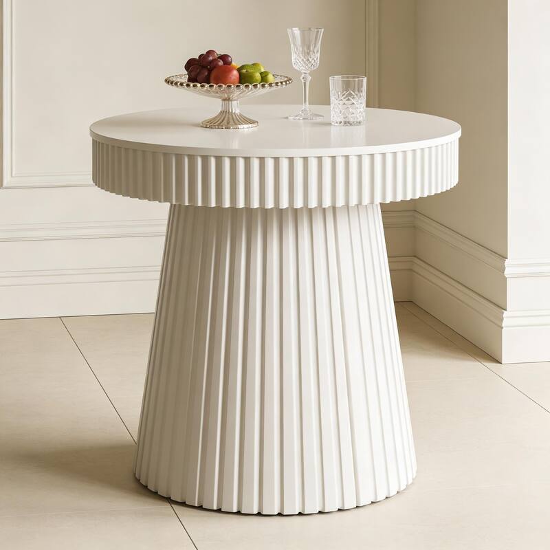 31.5 Inches Modern End Table, Round Accent Side Table, Small Dining Table, Nightstand & Bedside Table for Living Room, Bedroom