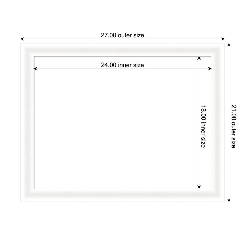 Oliver Narrow Framed Dry Erase Magnetic Board - 27 x 21 in - Oliver White Narrow