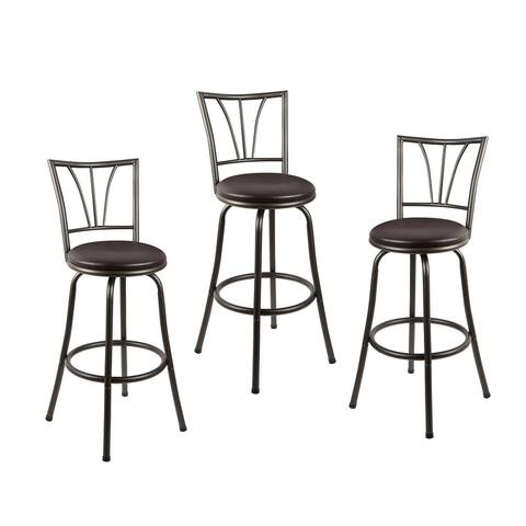 Stetson Adjustable Height Swivel Metal Bar Stools (Set of 3)