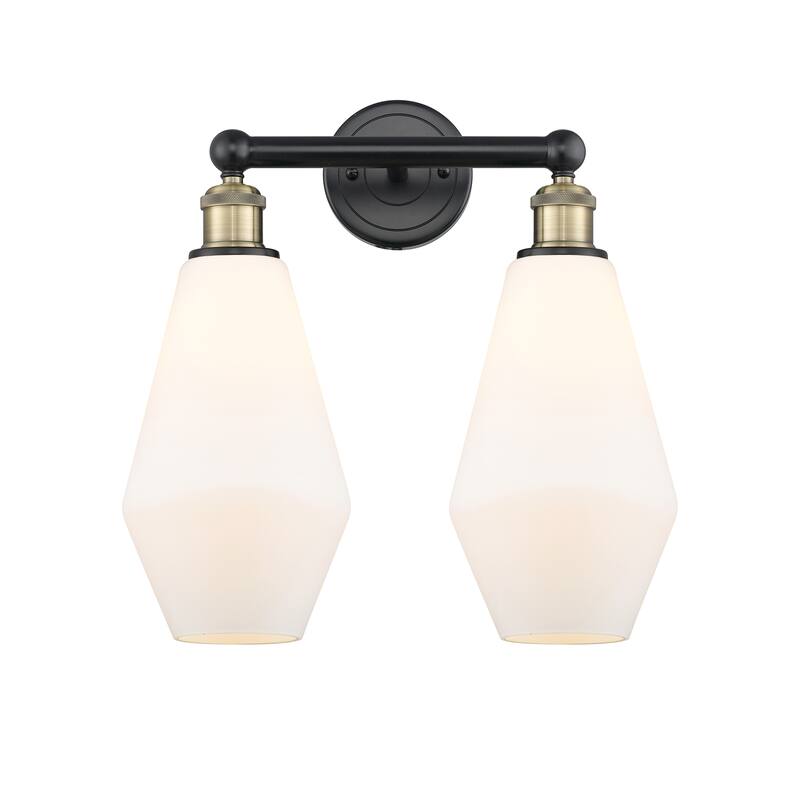 Innovations Lighting Cindyrella - 2 Light 16" Bath Vanity Light - Cased Matte White/Black Antique Brass