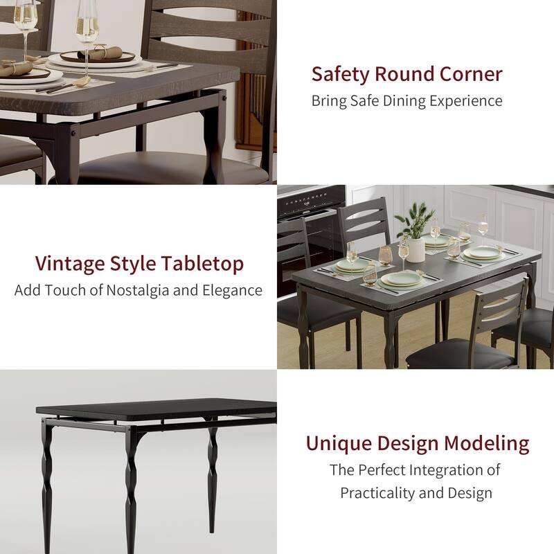 Industrial Style Kitchen Table Set for 4