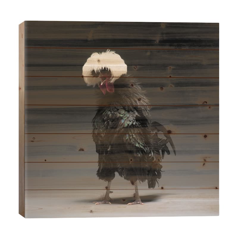 Black Polish Big Print On Wood by CHICken - Multi-Color - 26x26x1.5