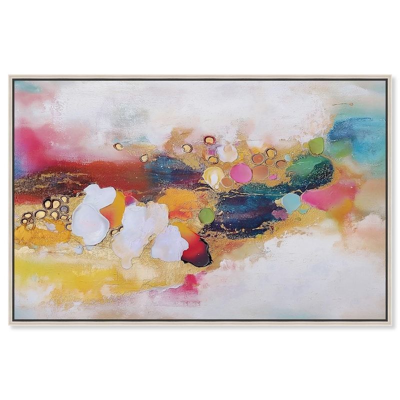 Vibrant Dabs I Canvas by Art Remedy - 45" x 30" - Silver