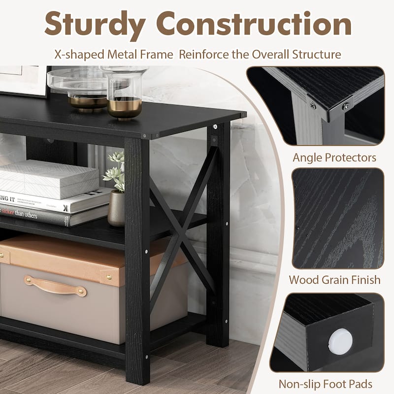 Gymax Modern Entertainment Center Farmhouse TV Stand for TV's up to