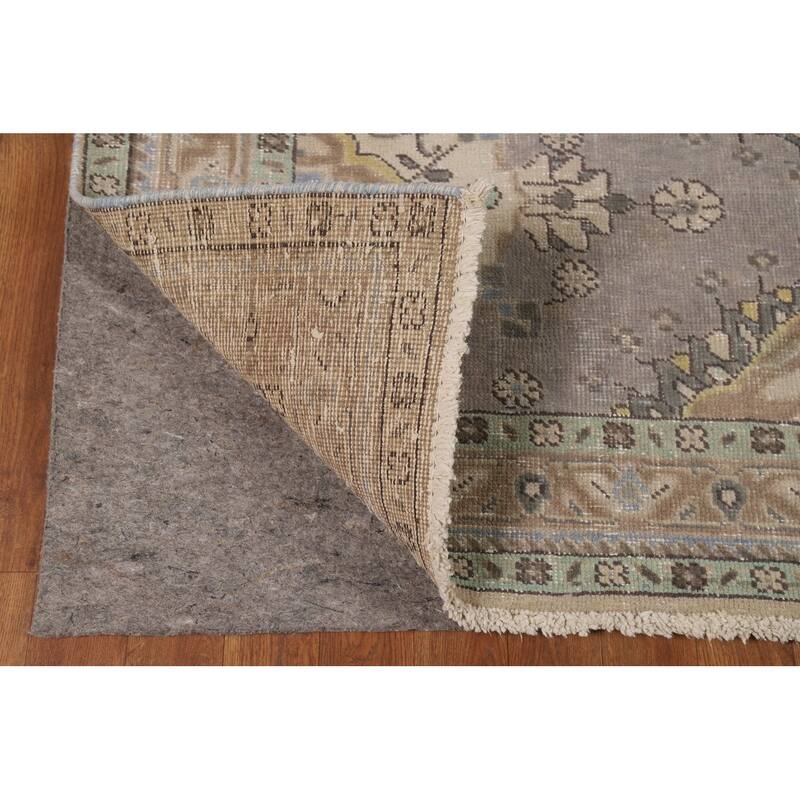 Gray Geometric Tabriz Persian Rug Handmade Wool Carpet - 5'1"x 12'6"