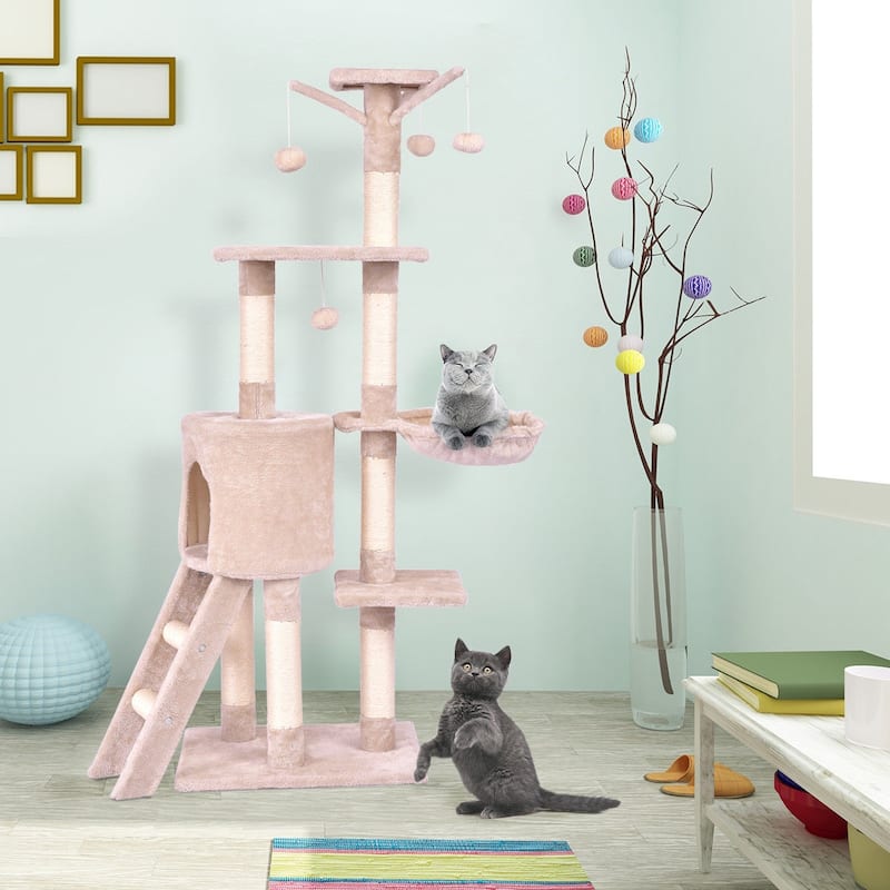 Gymax 56'' Cat Tree Kitten Pet Play House Furniture Condo Scratching