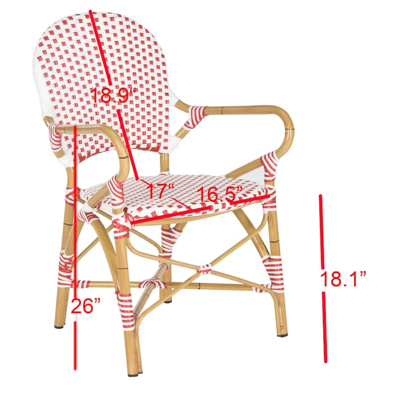 SAFAVIEH Hooper Blue/White Indoor Outdoor Arm Chair (Set of 2) - 21"W x 22"D x 35"H